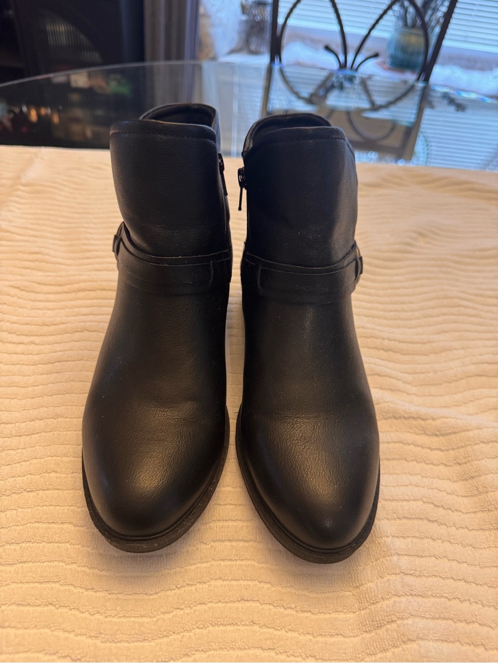 BareTraps Black Leatherette Ankle Booties with Ring Detail